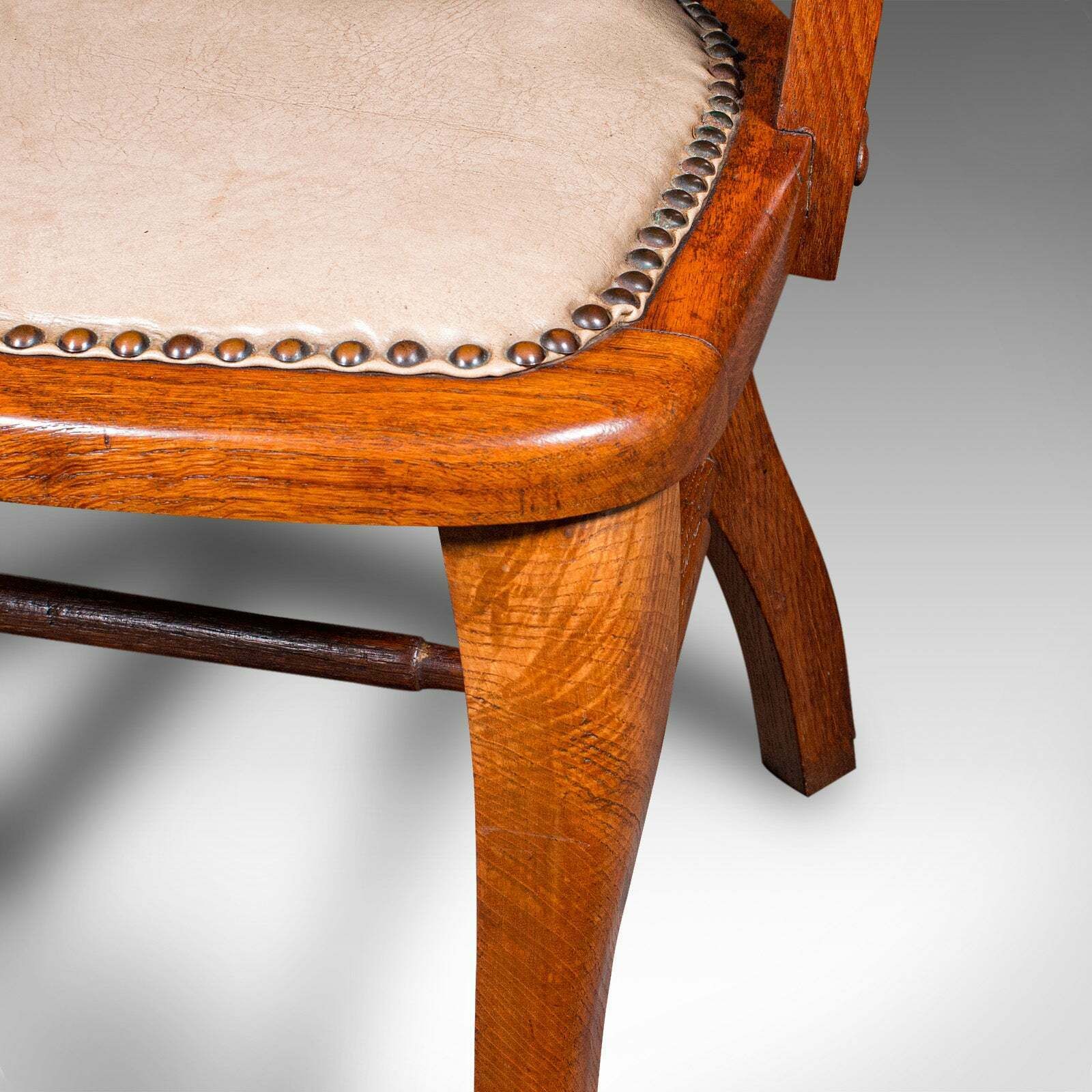 photo for sale Antique Desk Elbow Chair, English, Oak, Office Seat, Drawing Room, Edwardian