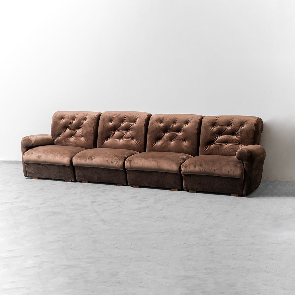 4 Seater Modular Sofa Velvet 70s Vintage Modern Antiques