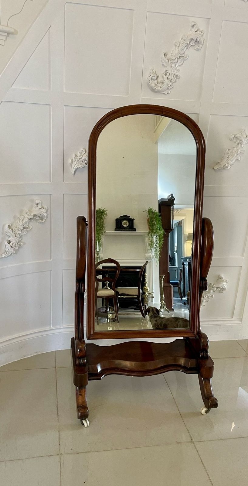 Antique 19th Century Quality Mahogany Cheval Mirror photo 1585.0