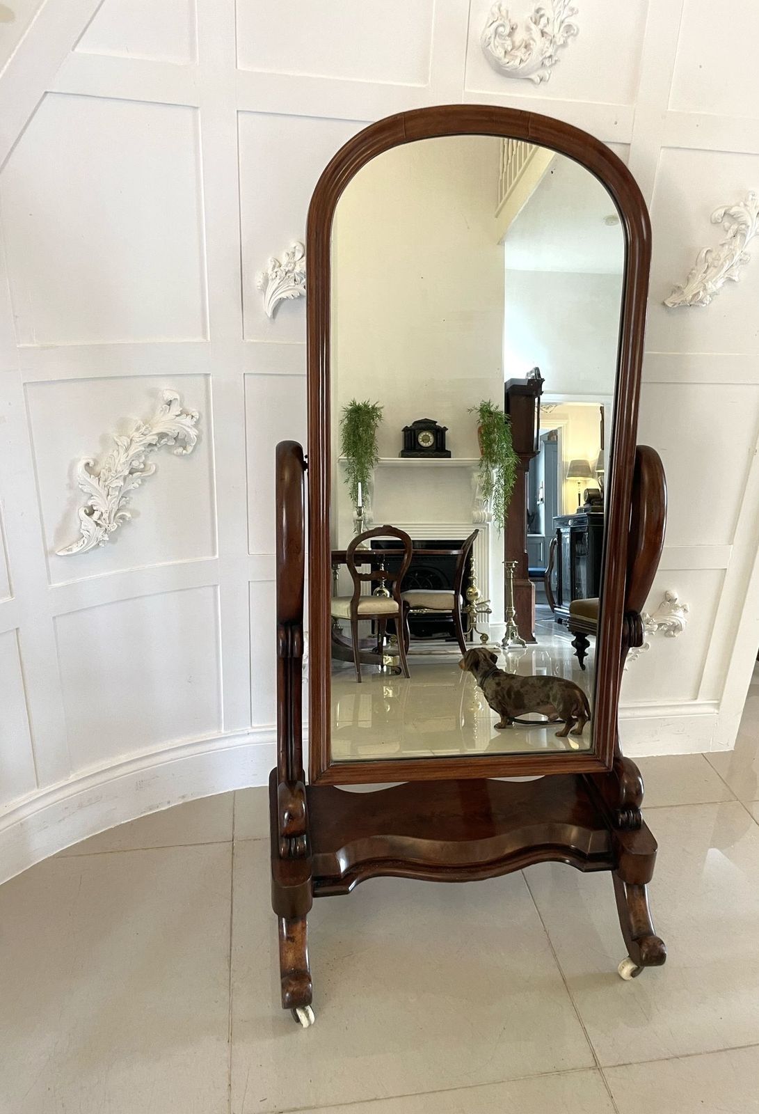 Antique 19th Century Quality Mahogany Cheval Mirror