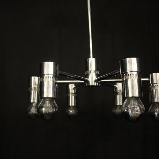 Italian Chrome 6 Light Chandelier photo Lighting