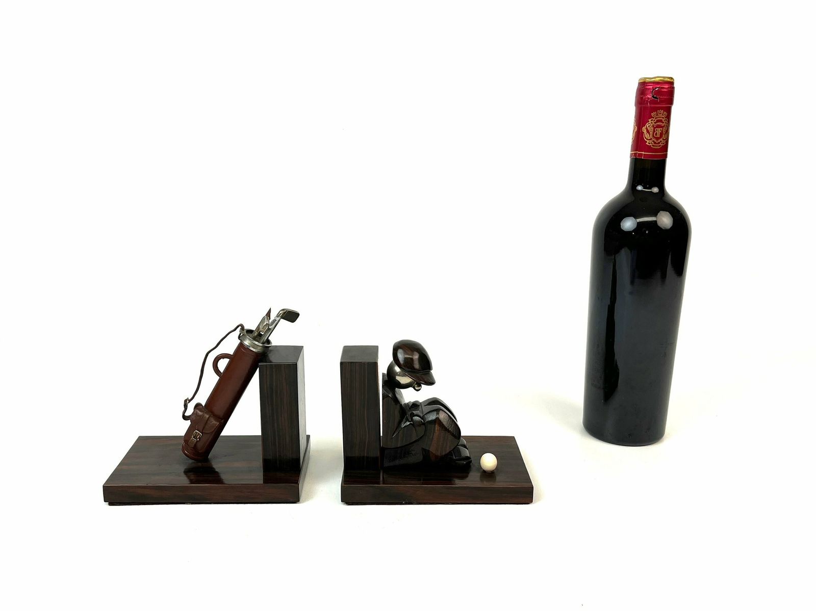 Rare Avant Garde Art Deco Rosewood Golf Bookends Artist Hand Made France 1930 photo 325.0