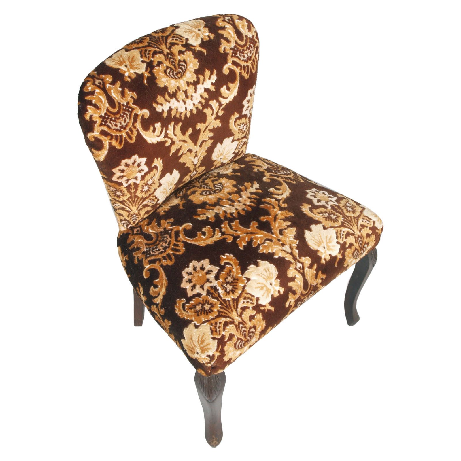 5800.0 Art Nouveau Venetian Bedroom Chairs With Footrest With Precious Damask Upholstery, Hand Carved Walnut photo