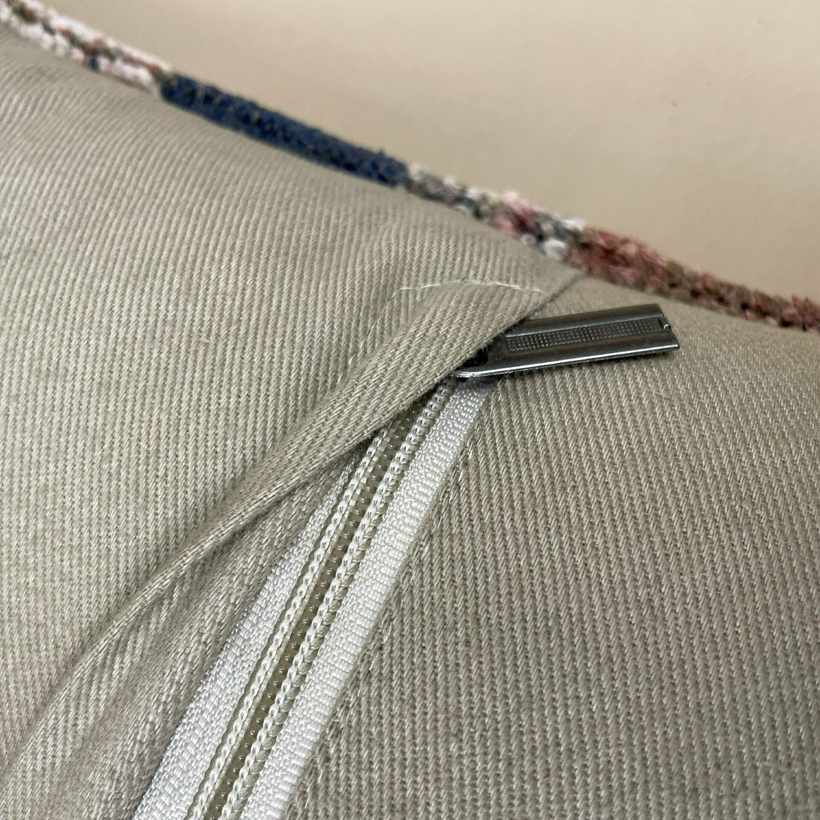 Antique Kilim Cushion Turkish Pillow Feather Filled Handwoven Abstract Blue Pink Beige photo vinterior