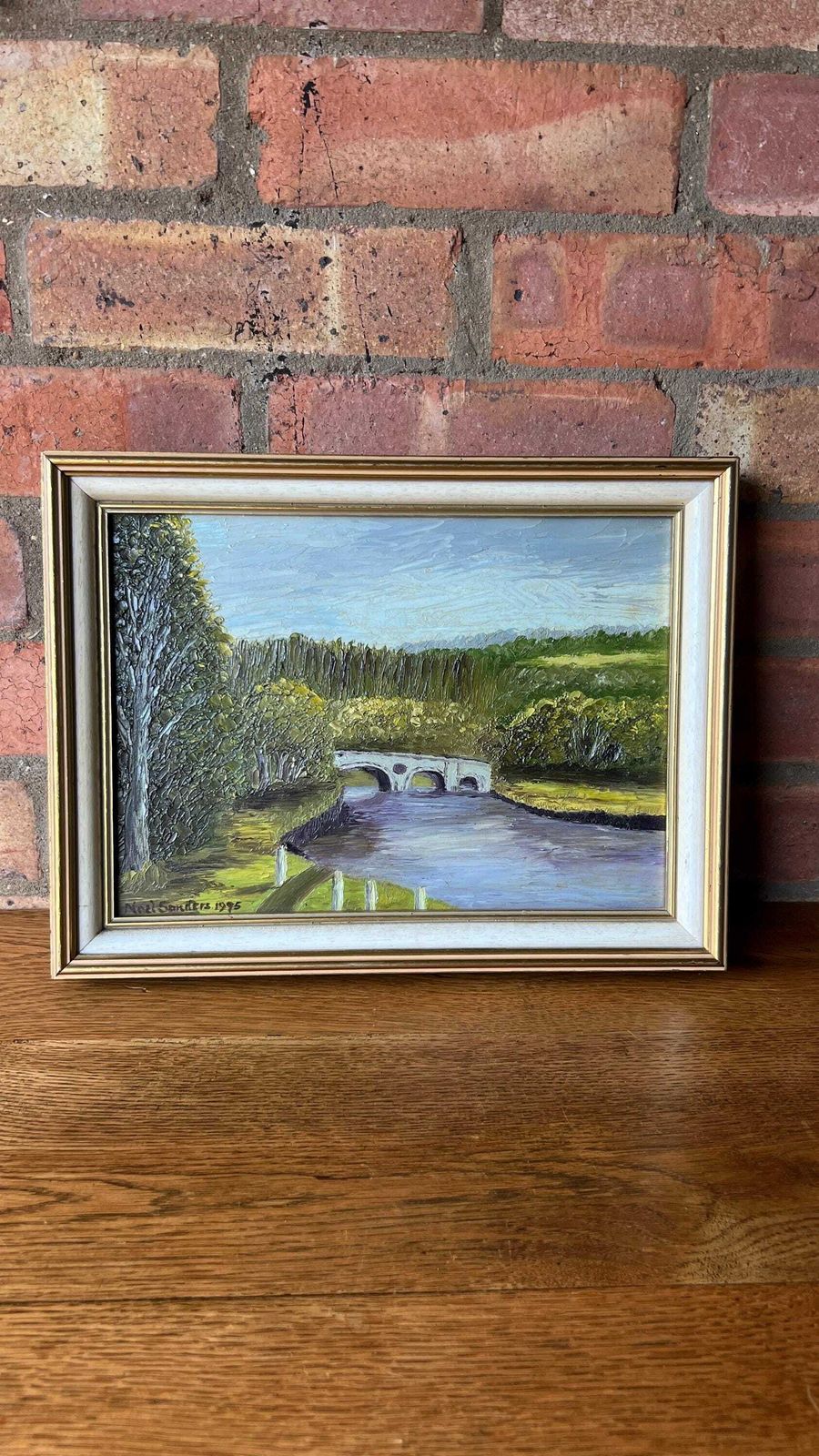 photo for sale 1975 Original Oil Painting Signed & Framed Depicts River And Bridge In Kenmore, Perthshire