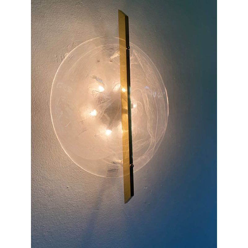 Italian Venied White Alabastro Disc Murano Glass Gold24k Wall Sconce By Simoeng photo furniture