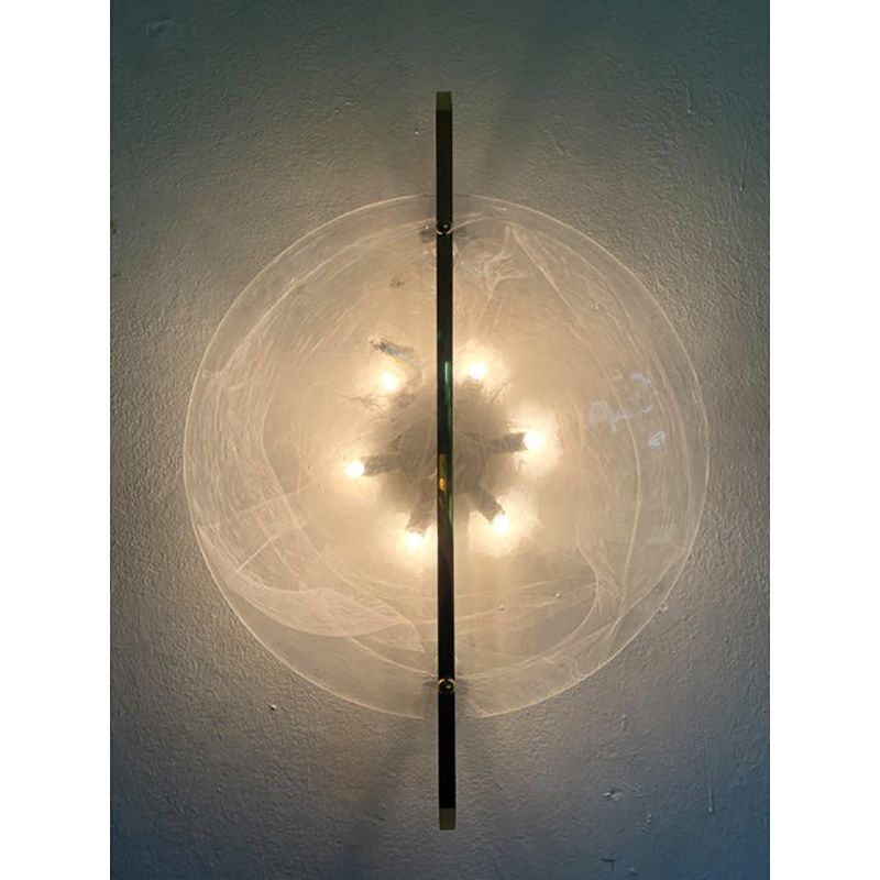 Italian Venied White Alabastro Disc Murano Glass Gold24k Wall Sconce By Simoeng photo 6800.0
