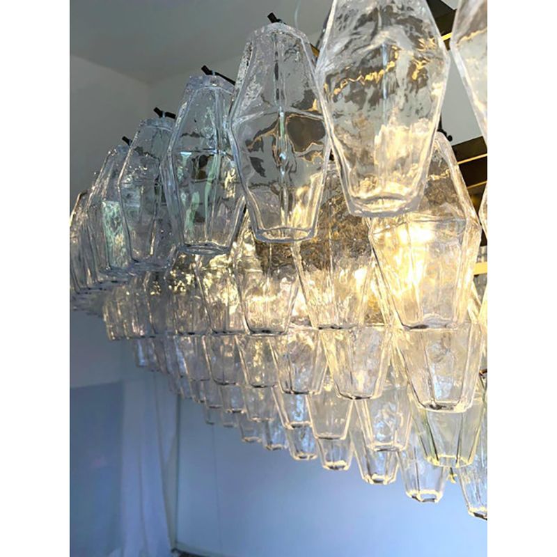 Contemporary Huge Oval "Poliedro" Murano Glass Chandelier In Venini Style By Simoeng photo Lighting