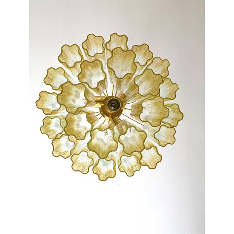 Contemporary Luxury Vanished  Clear Amber "Tronchi" Murano Glass Chandelier In Venini Style By Simoeng photo vinterior