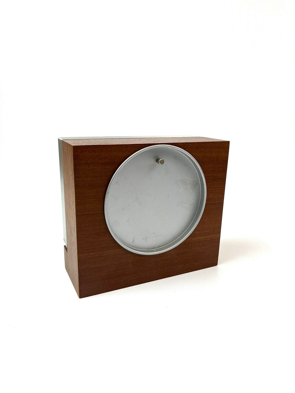 photo furniture Rare Mid Century Desk Clock Teak & Brushed Metal By Diehl Eames Age 1960