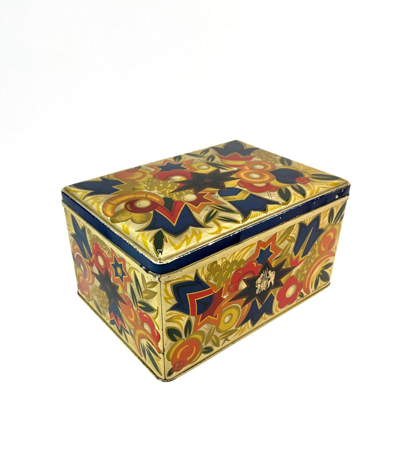 Rare Large Art Deco Bauhaus Avantgarde Decorative Tin Box Germany 1930