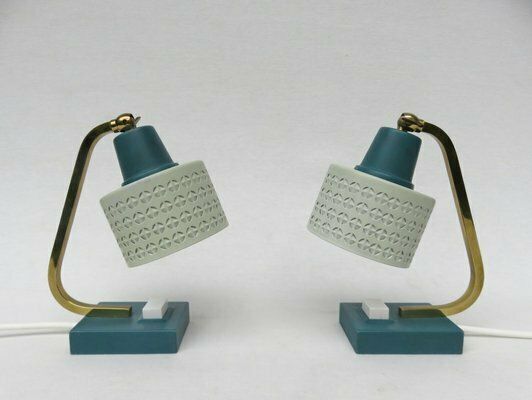 Extraordinary Mid Century Bedside Table Lamps In Brass, 1960s, Set Of 2