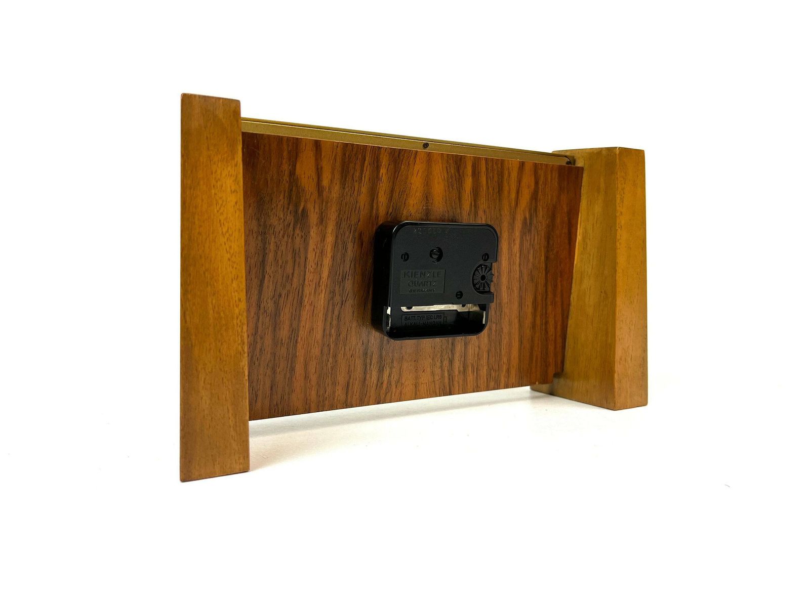 Stunning Kienzle Mid Century Teak Brass Desk Clock Germany 1960 photo vinterior
