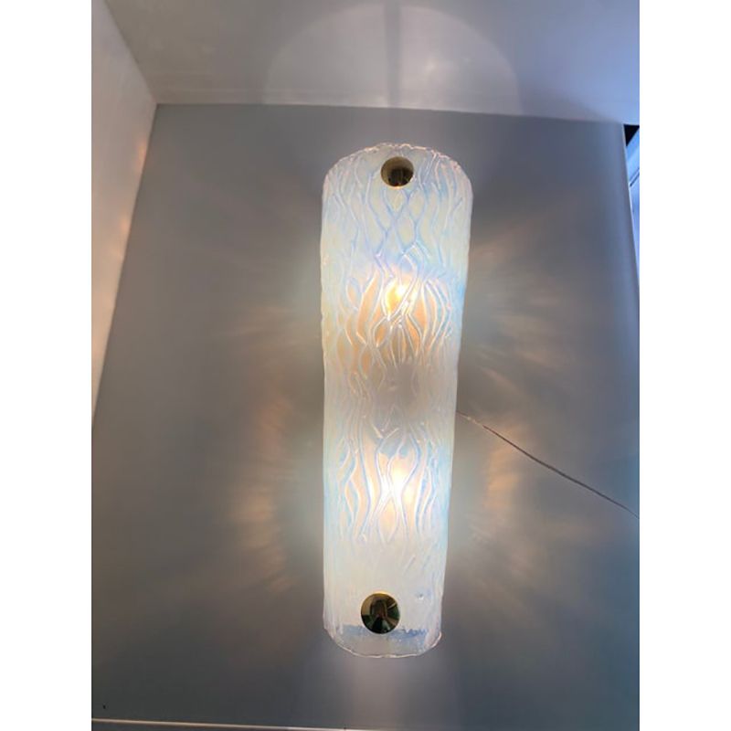 Set Of Two Italian Opalino Murano Glass Wall Sconces In Mid Century Modern Style photo furniture