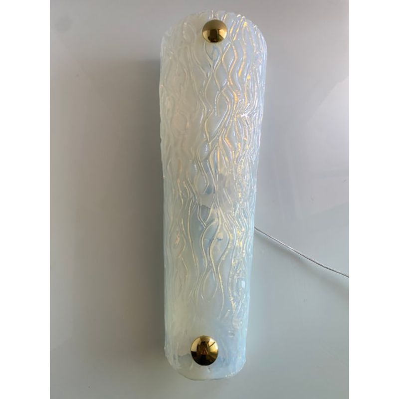Set Of Two Italian Opalino Murano Glass Wall Sconces In Mid Century Modern Style photo vinterior