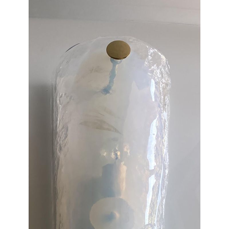 Set Of Two Italian Opalino Murano Glass Wall Sconces In Mid Century Modern Style photo vintage