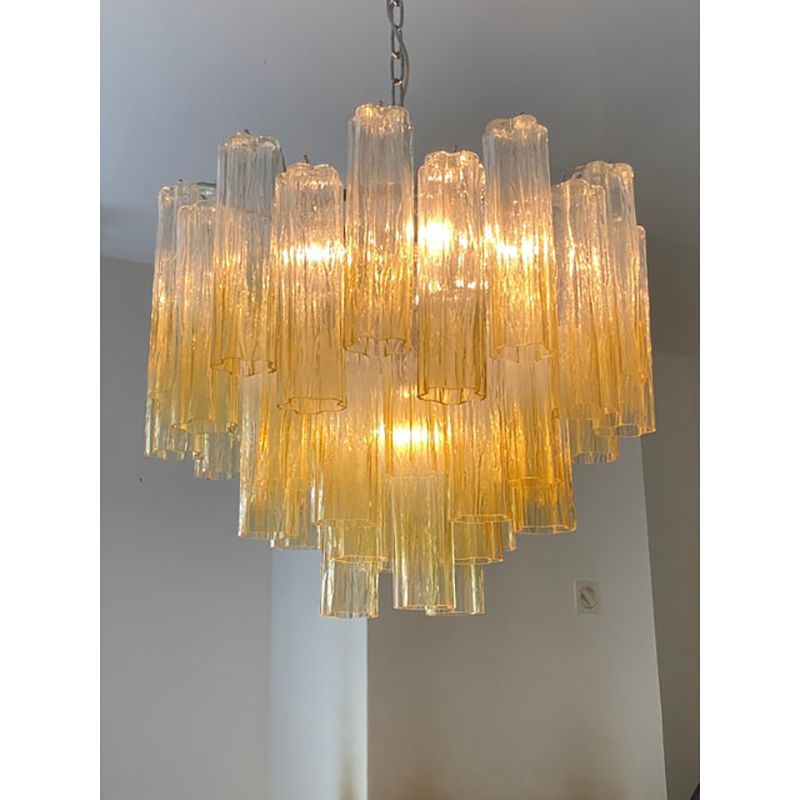 Contemporary Sputnik "Tronchi" Vanished Amber Chandelier In Venini Style photo vintage