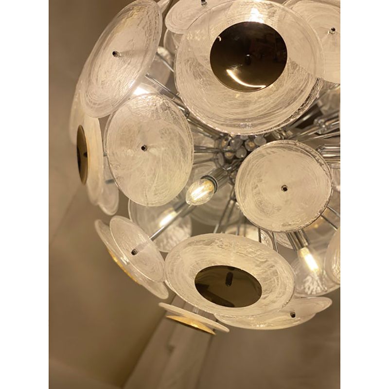 Italian Venied White "Alabastro Murano Glass Sputnik Chandelier photo Lighting