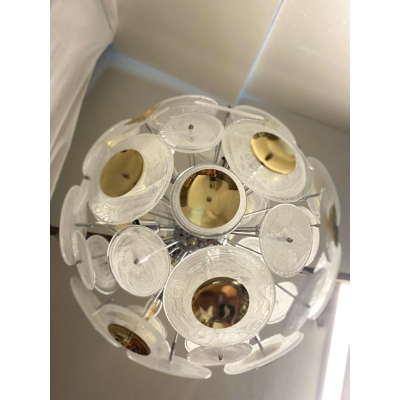 Italian Venied White "Alabastro Murano Glass Sputnik Chandelier photo 5800.0