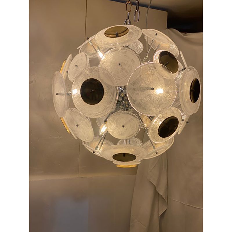 Italian Venied White "Alabastro Murano Glass Sputnik Chandelier photo vinterior