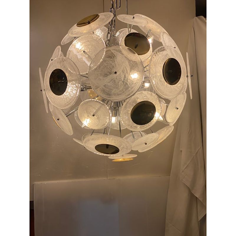 photo for sale Italian Venied White "Alabastro Murano Glass Sputnik Chandelier