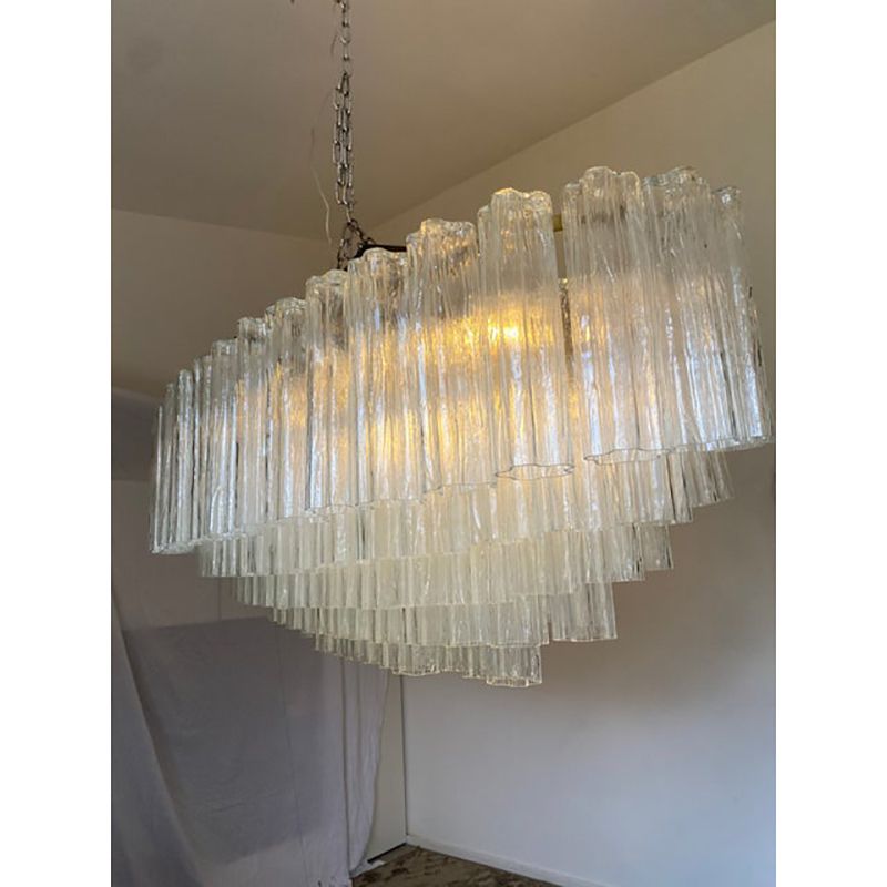 Contemporary Oval "Tronchi" Murano Glass Chandelier In Venini Style photo buy