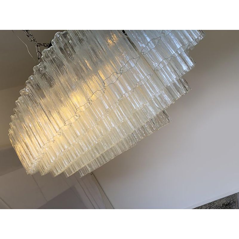 photo furniture Contemporary Oval "Tronchi" Murano Glass Chandelier In Venini Style