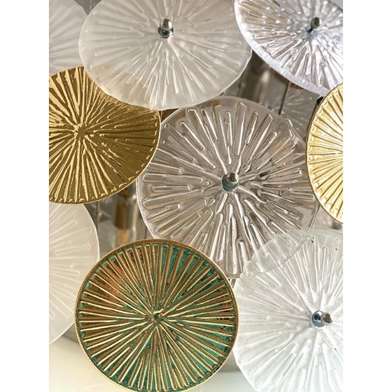 Contemporary Water Lily Brass And Murano Glass Sputnik Flush Mount photo vinterior