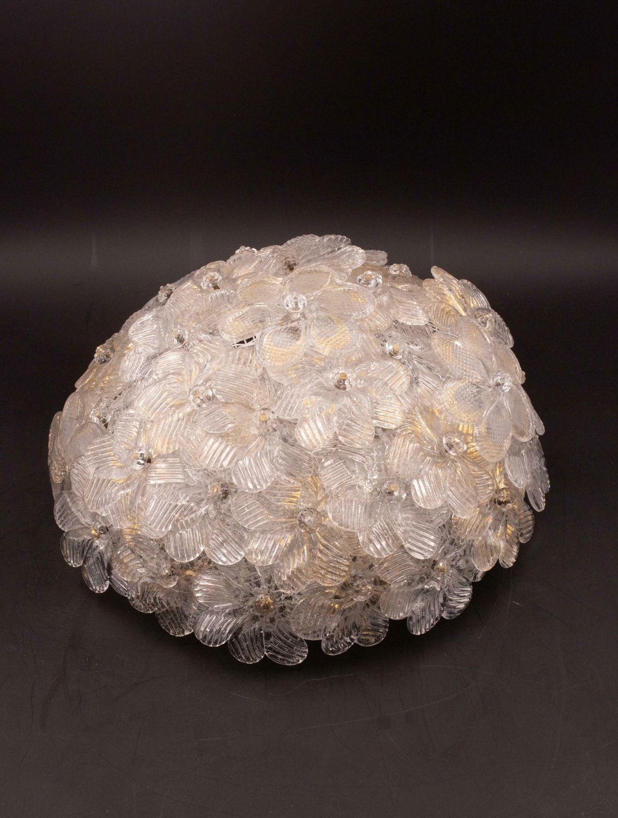 Murano Ceiling Light Gold And Traspare Flower By Seguso For Venini, Italy, 1960s photo buy