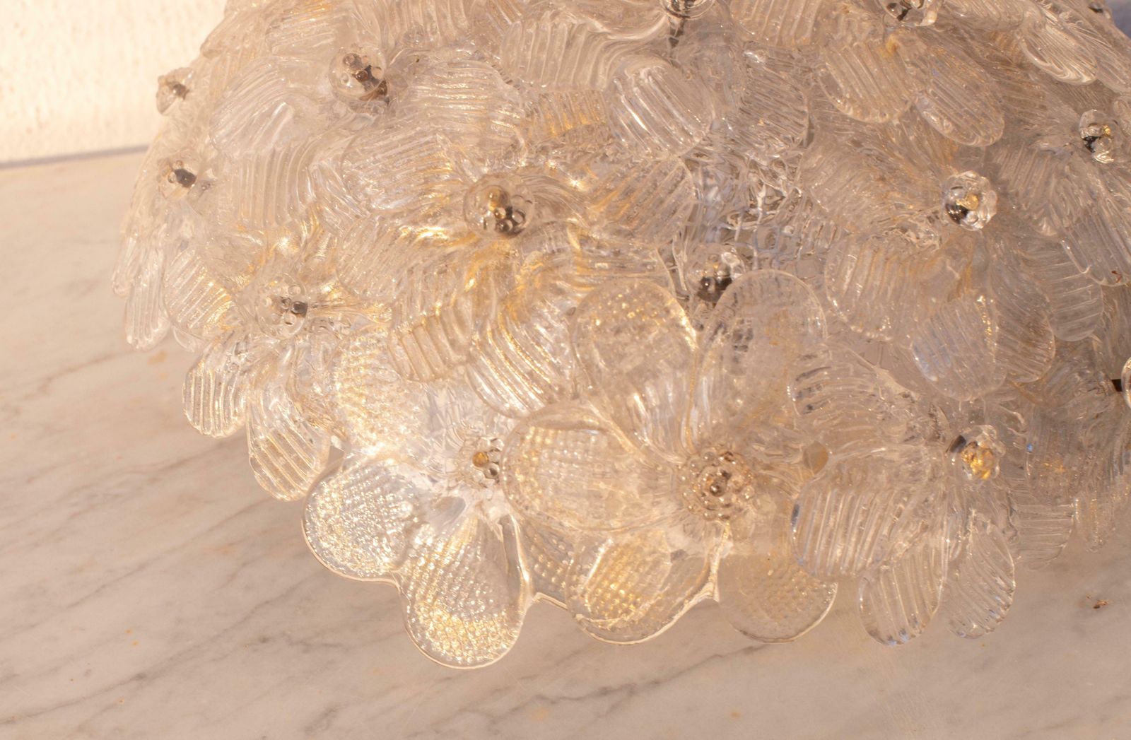 photo buy Murano Ceiling Light Gold And Traspare Flower By Seguso For Venini, Italy, 1960s