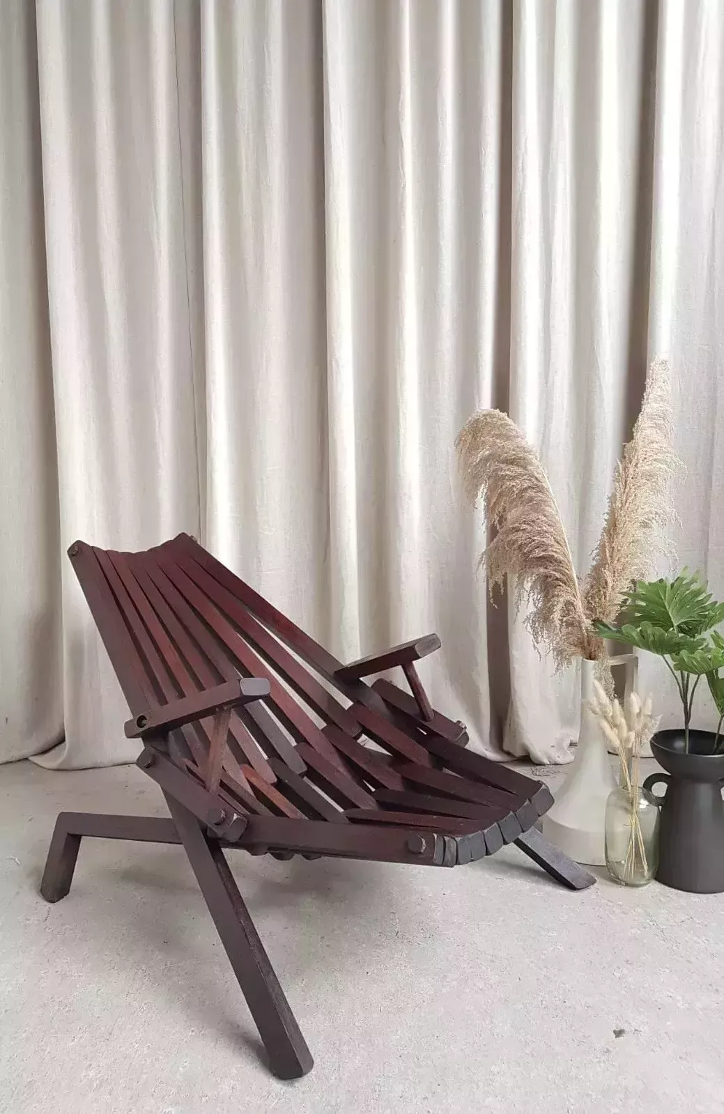 Vtg Mid Century Solid Mahogany Danish Scandi Lounger Chair Retro Modernist R529
