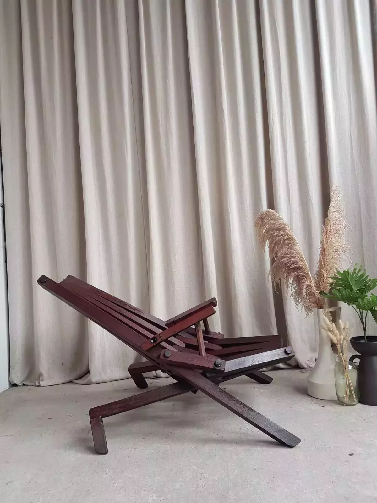 Vtg Mid Century Solid Mahogany Danish Scandi Lounger Chair Retro Modernist R529 photo for sale