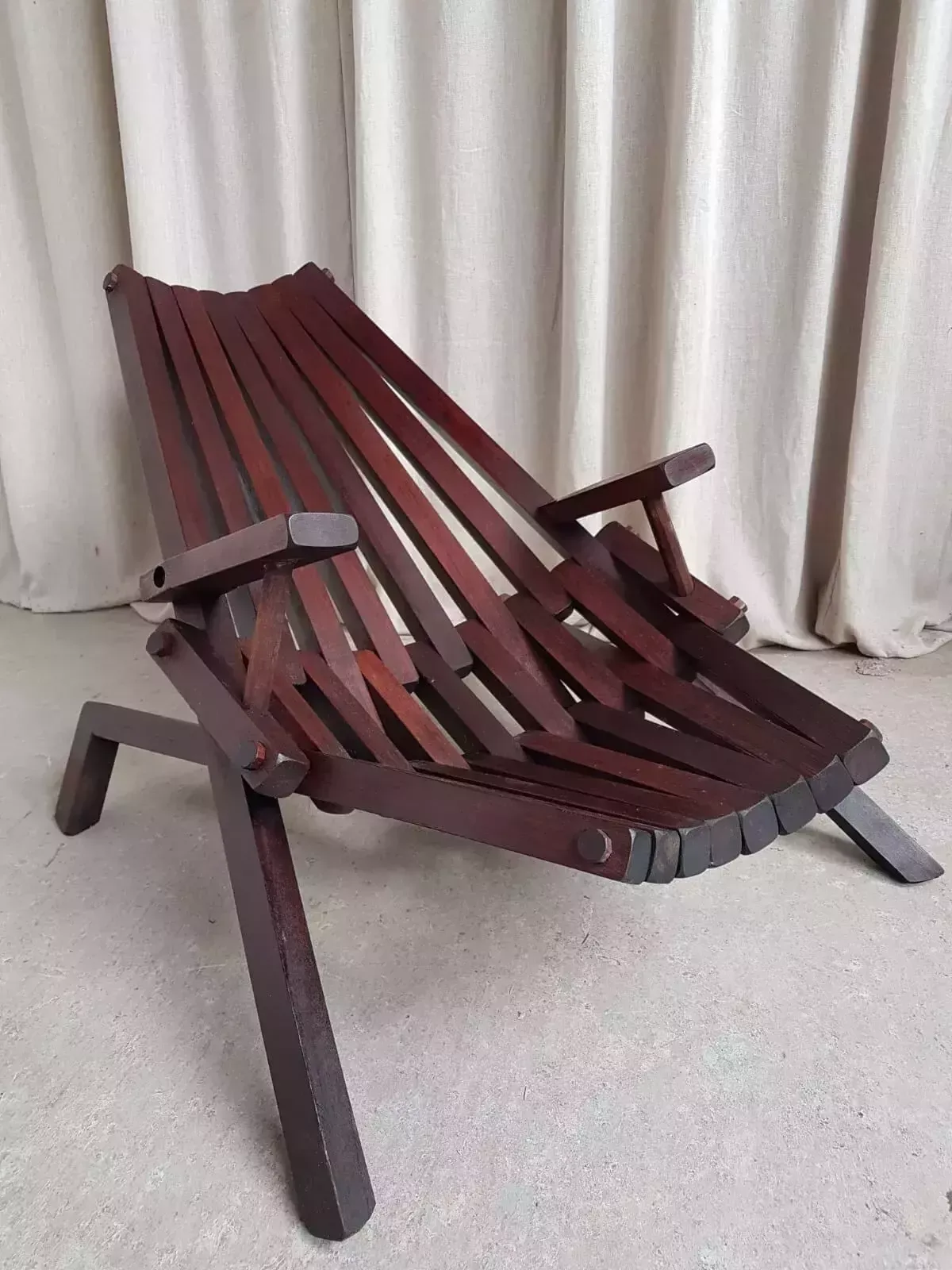 Vtg Mid Century Solid Mahogany Danish Scandi Lounger Chair Retro Modernist R529 photo vinterior