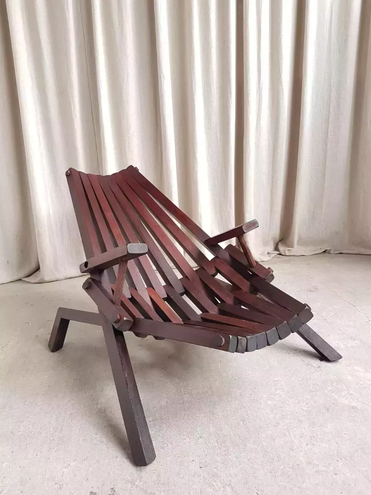 photo furniture Vtg Mid Century Solid Mahogany Danish Scandi Lounger Chair Retro Modernist R529