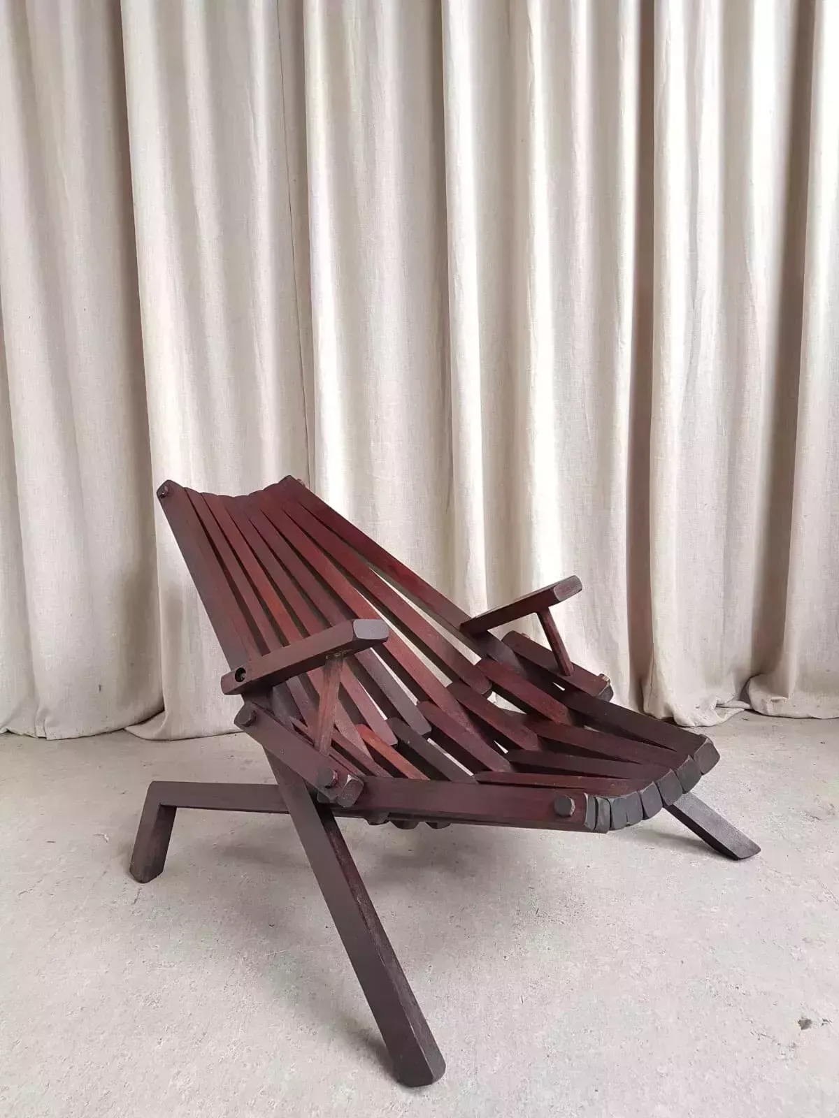 460.0 Vtg Mid Century Solid Mahogany Danish Scandi Lounger Chair Retro Modernist R529 photo