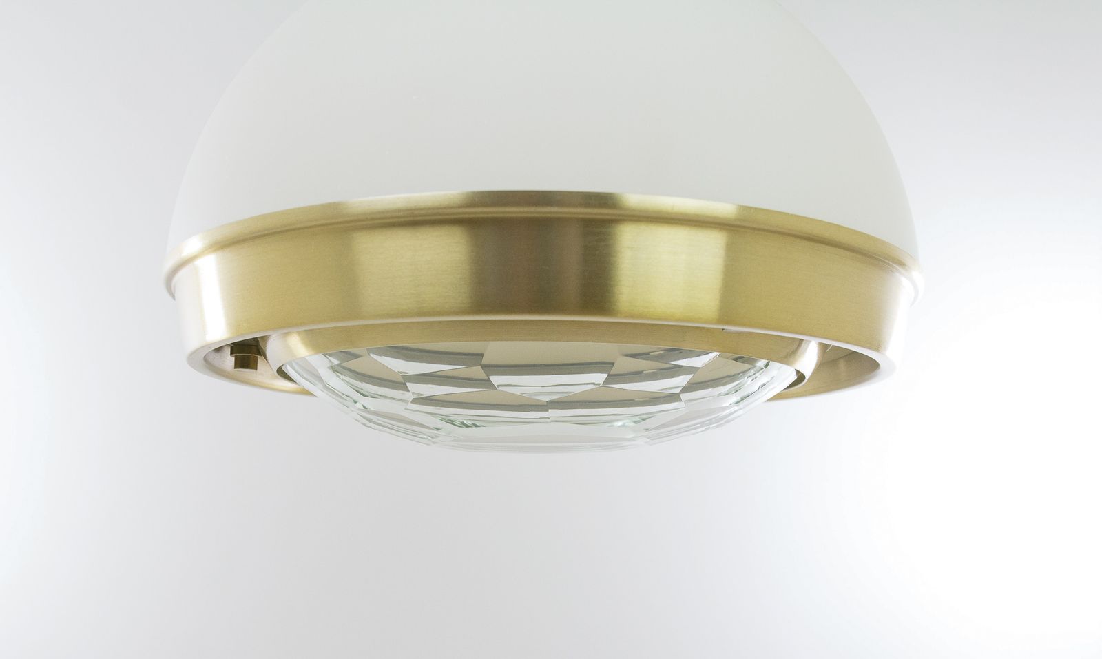 Brass Pendant With Faceted Glass By Pia Guidetti Crippa For Lumi Milano, 1960s photo vinterior