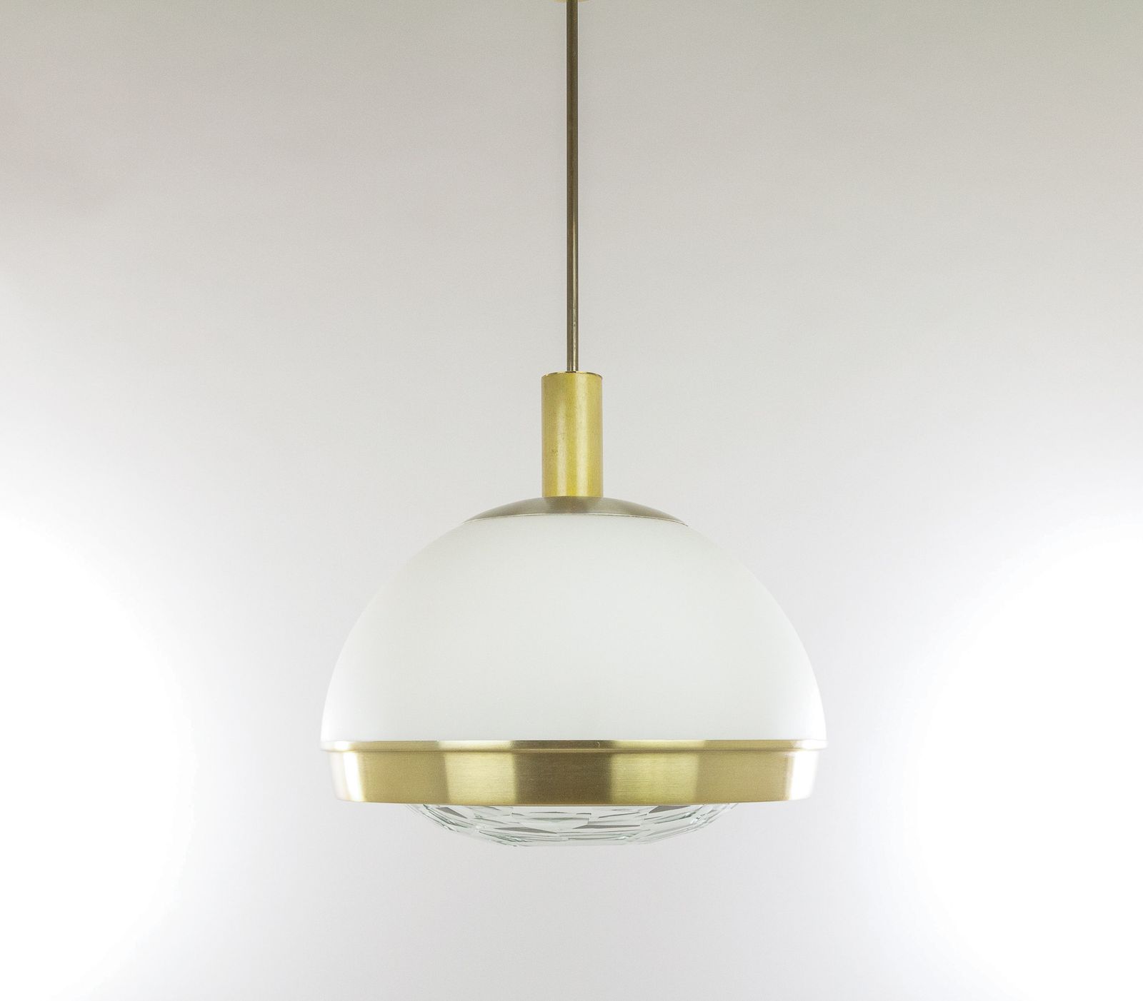 Brass Pendant With Faceted Glass By Pia Guidetti Crippa For Lumi Milano, 1960s photo furniture