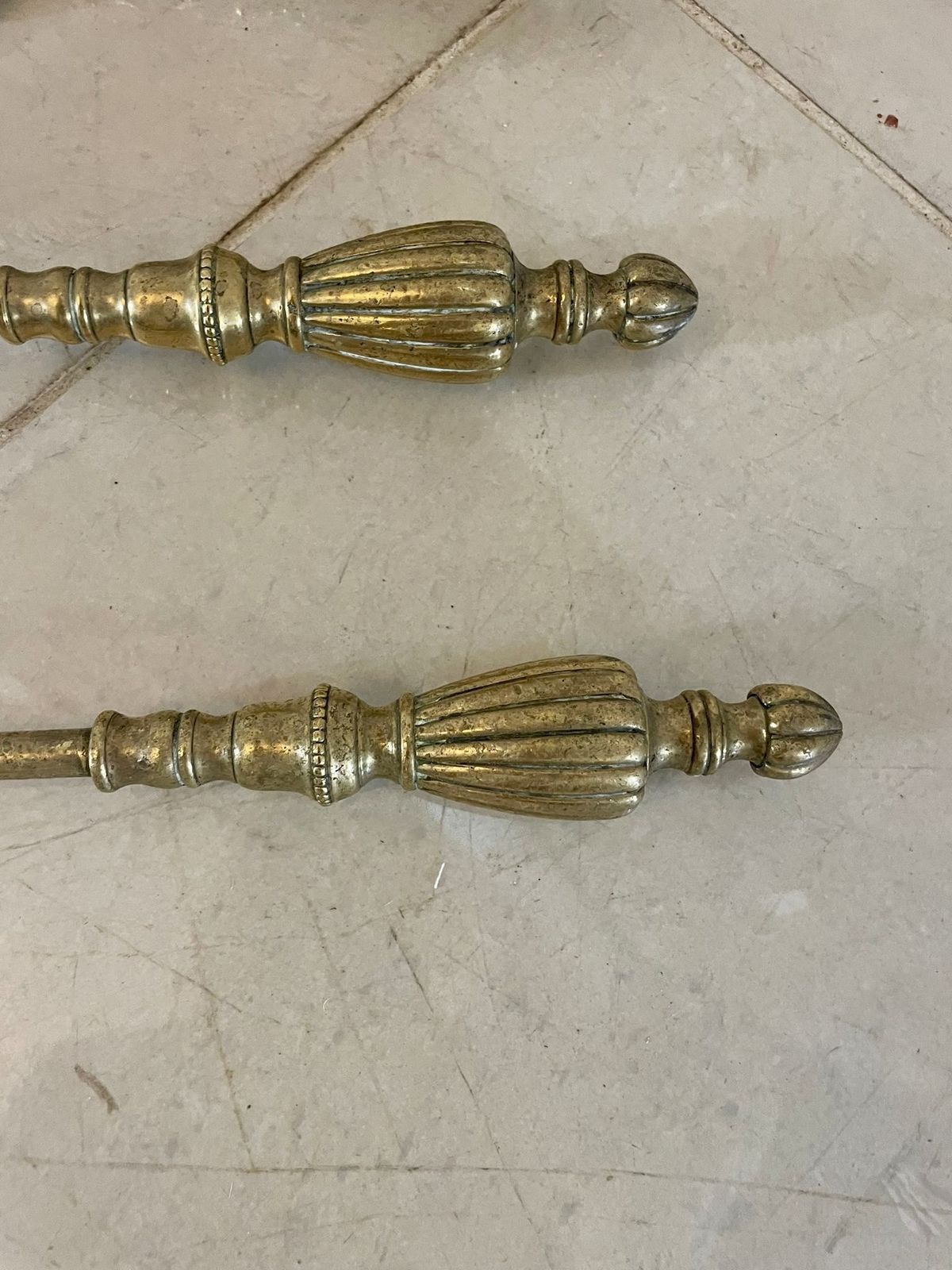 Set Of Antique 19th Century Quality Brass Fire Irons photo 475.0