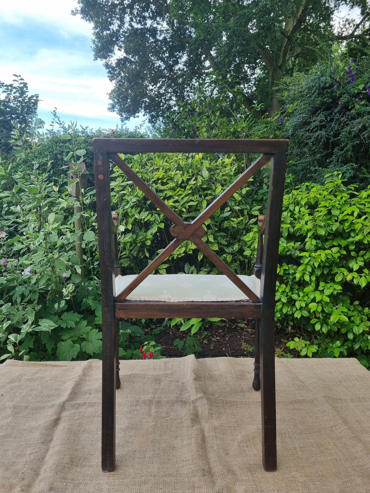 photo furniture Antique Wooden Chair With Intricate Detailing And Upholstered Seat