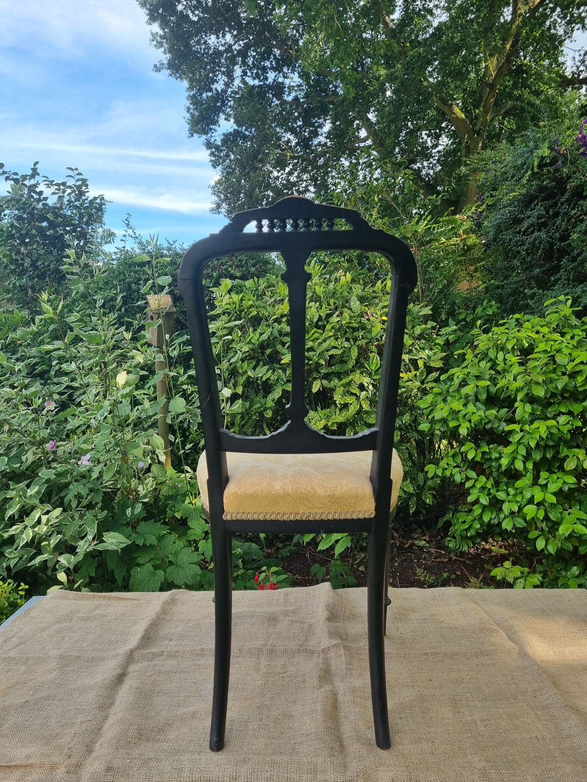 Ornate Carved Wood Chair With Gold Damask Upholstery photo 145.0