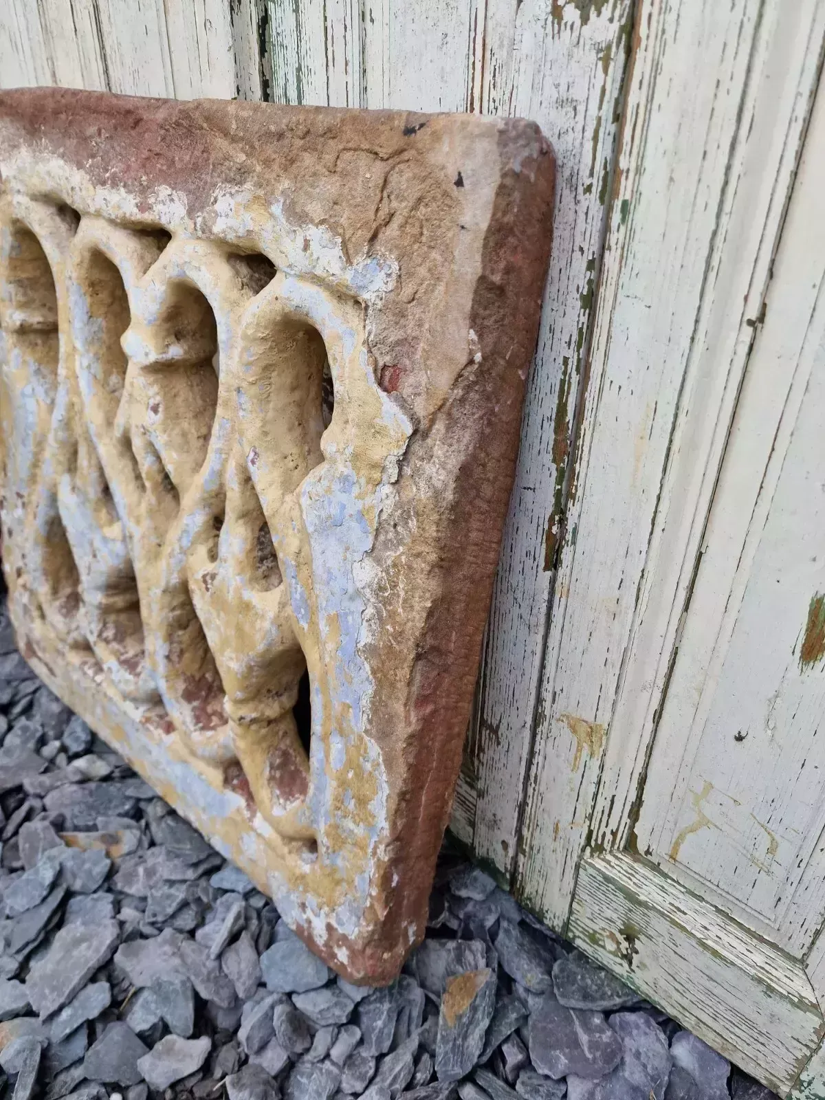Antique Indian Hand Carved Stone Jhali Ventilation Window Home Garden Decor photo Garden Decor