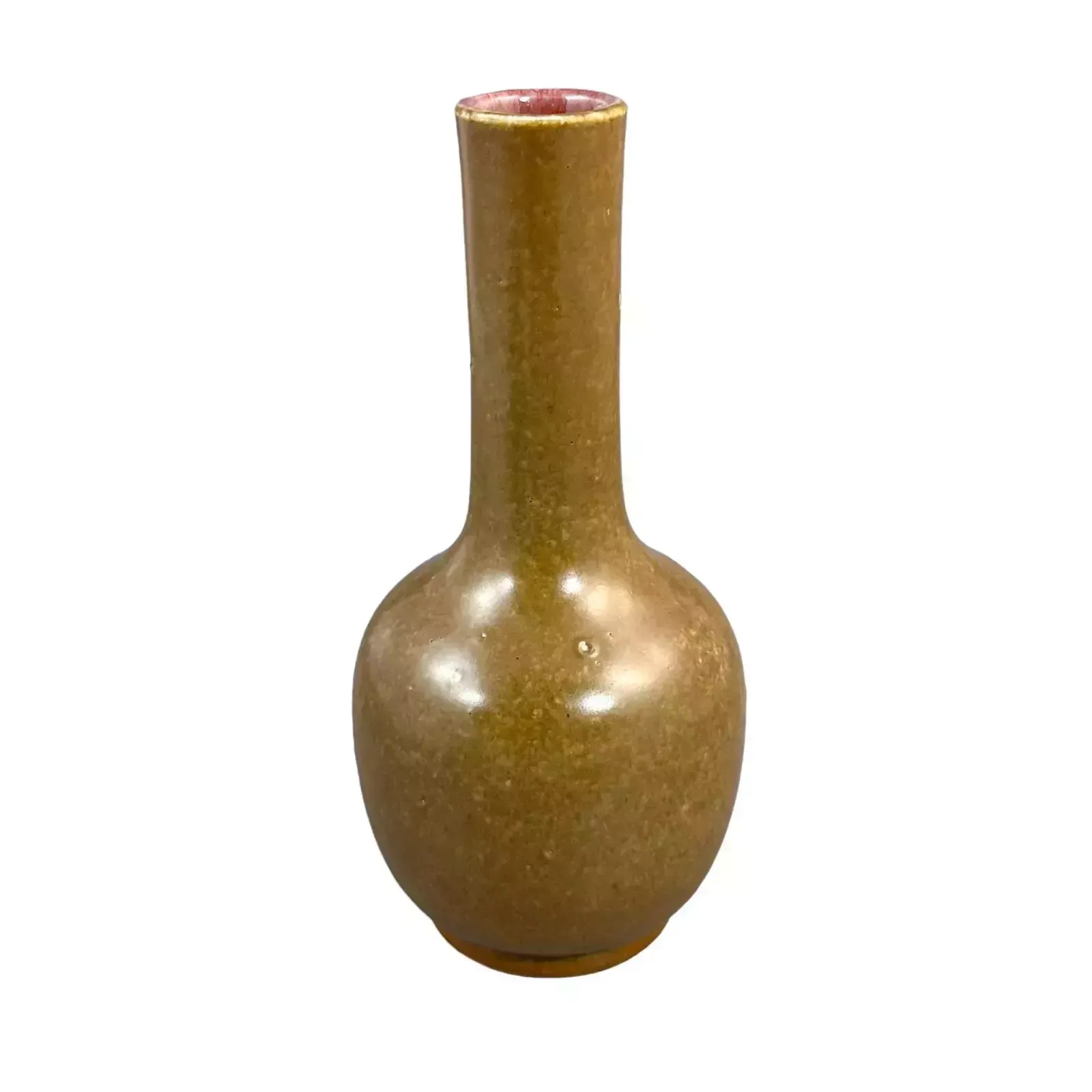 Antique Chinese 19th Century Brown Tea Dust Glaze Vase, Long Neck, Bulbous Belly photo furniture