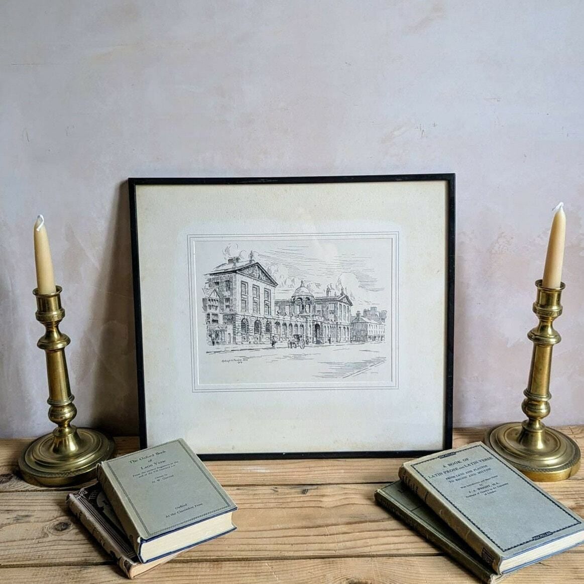 Antique Framed Print Of Queen's College Oxford By Sydney H Paviere Dated 1919 photo furniture