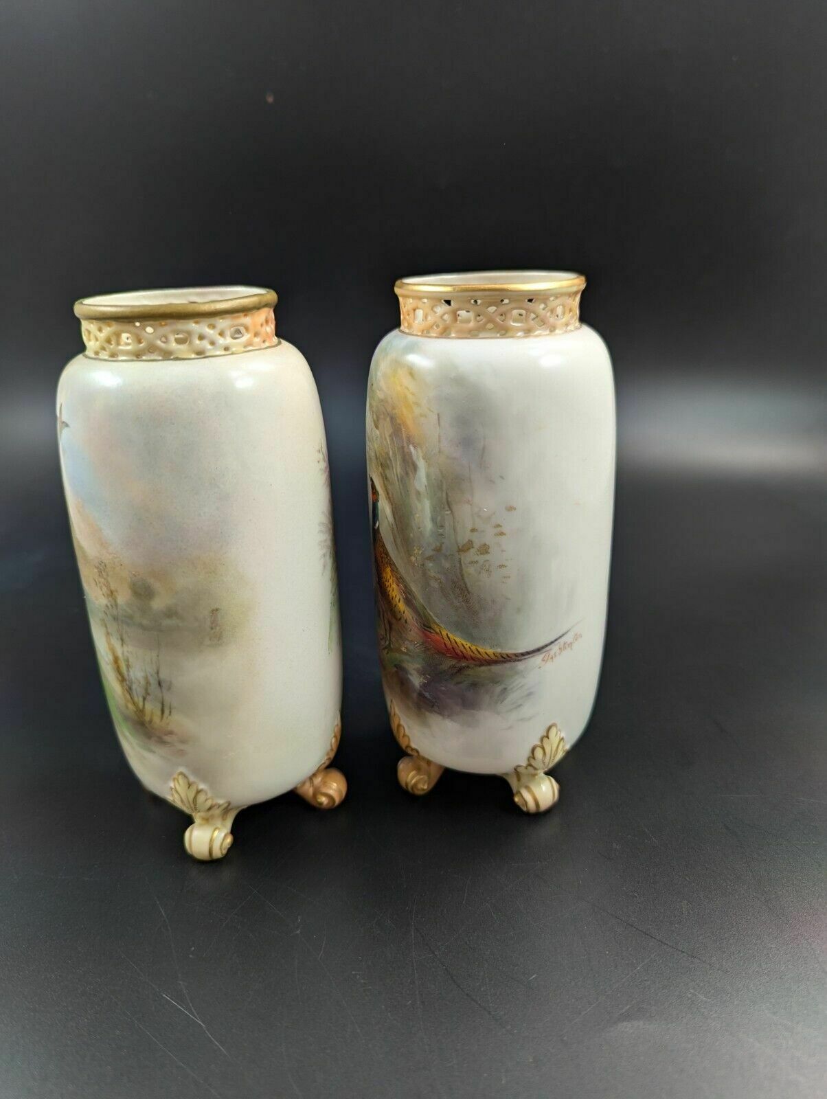 Pair Of Royal Worcester Vases With Painted Pheasants By James Stinton photo furniture