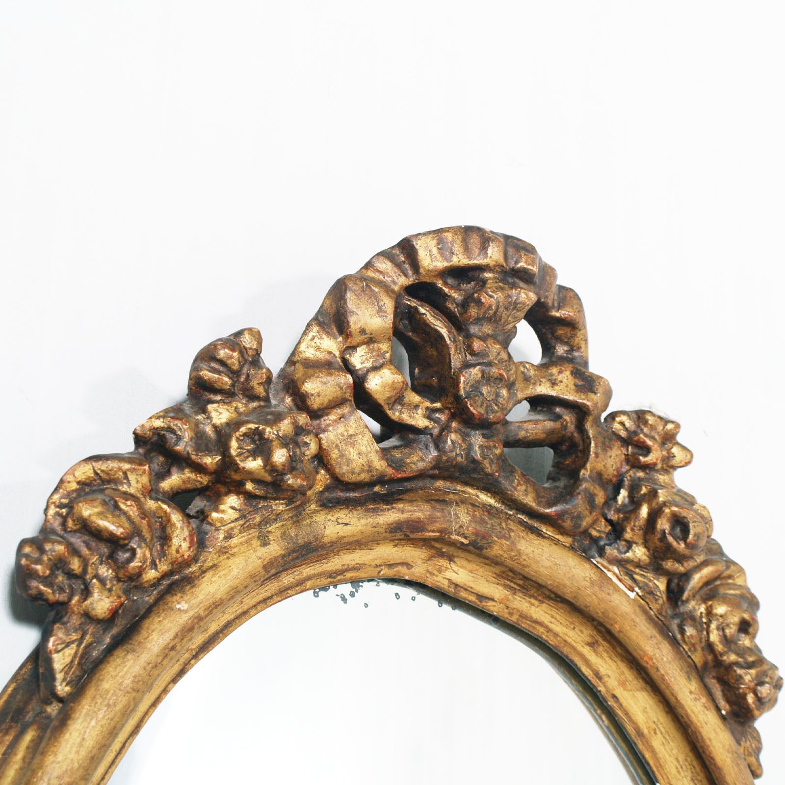 18th Century Oval Giltwood Gold Leaf Baroque Mirror Signed Barris Roma photo vinterior