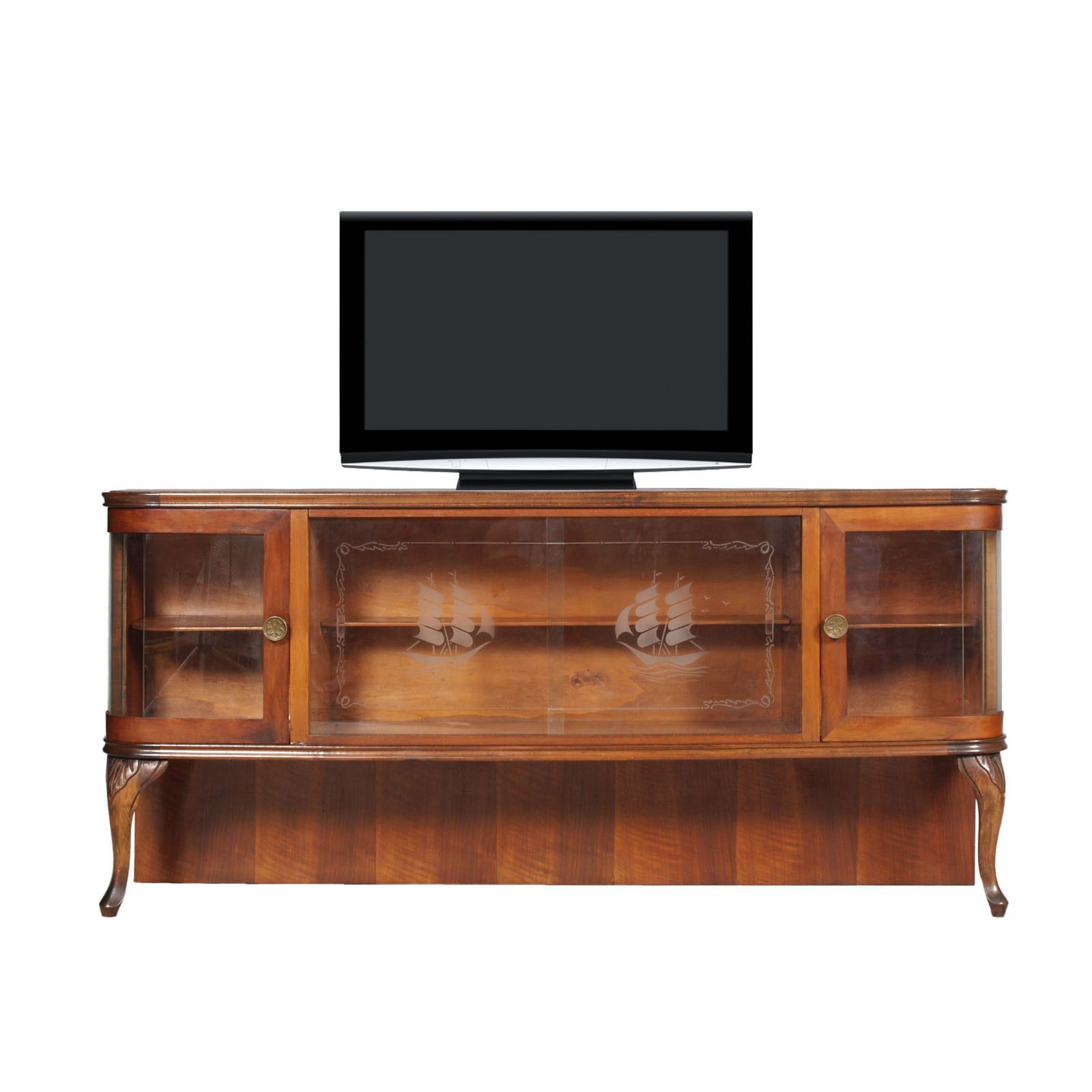 Venetian Baroque Sideboard, Hand Carved Walnut Veneer Walnut photo buy