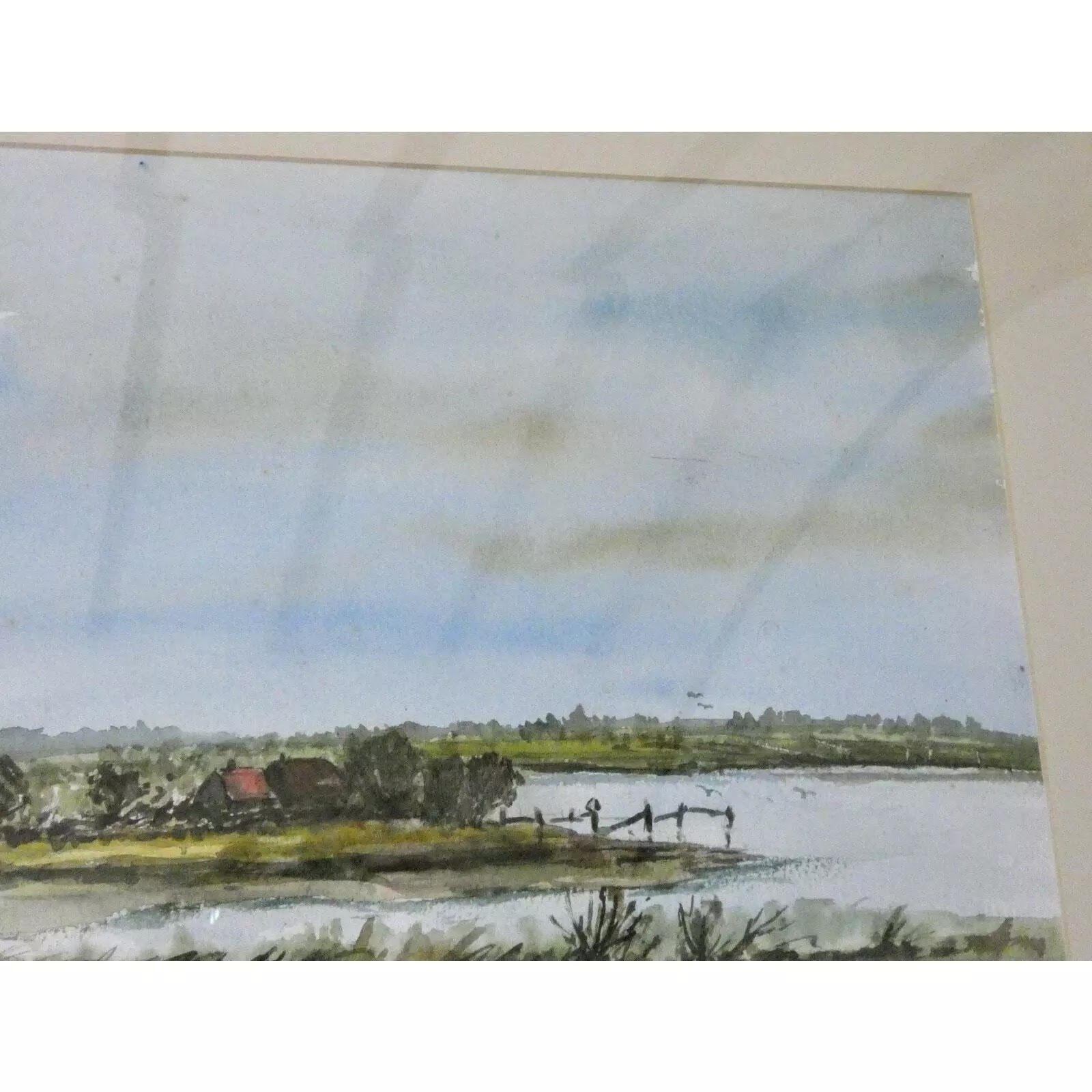 Original Framed Watercolour Painting "Blythburgh Looking To Southwold" Signed photo vinterior