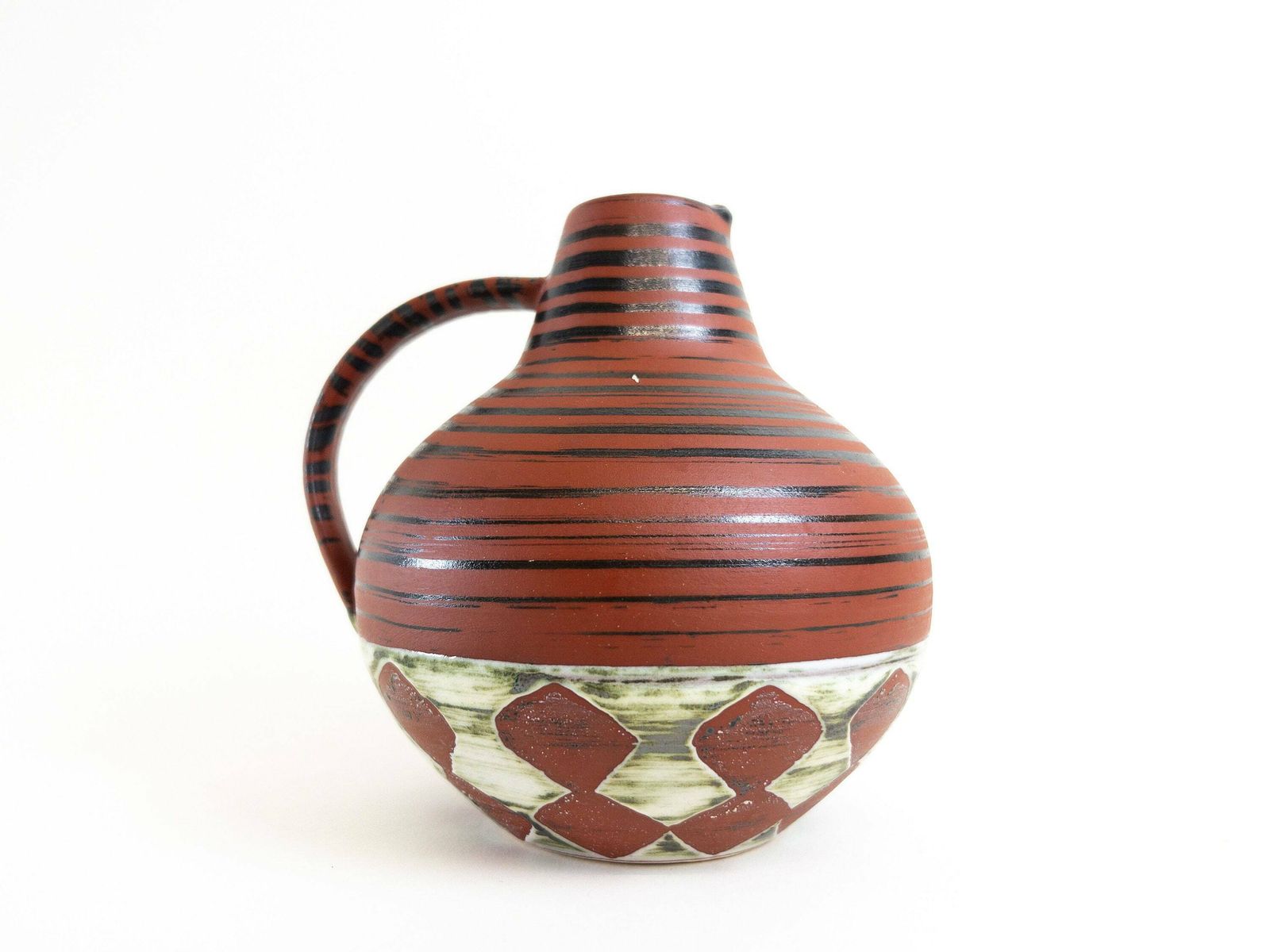 Earthy Dümler And Breiden Vase With Handle, 388 16   West German Pottery   Mid Century Modern Vase photo vinterior