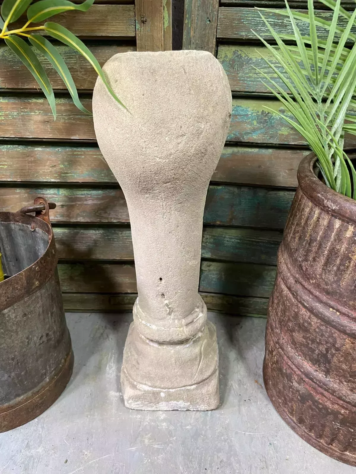 Antique Indian Hand Carved Solid Stone Plinth Column Candle Holder photo 85.0