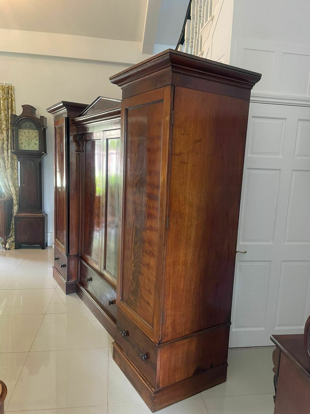 photo furniture Outstanding Quality Large 19th Century Antique Figured Mahogany Wardrobe